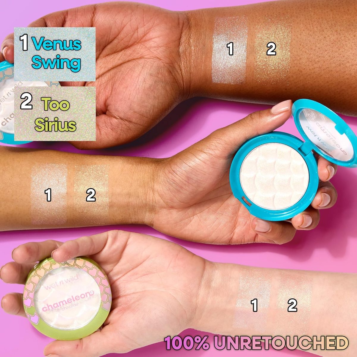 ⁦Wet n Wild Chameleon Chrome Highlighter, Dynamic Colour Shift, Liquid-to-Baked Texture, Customizable Luminous Radiance, Cruelty-Free - Too Sirius⁩ - الصورة ⁦3⁩