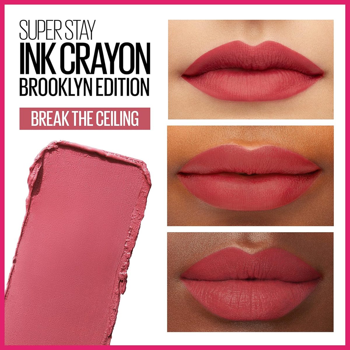 ⁦Maybelline New York SuperStay Ink Crayon Long Lasting Matte Lipstick With Built-in Sharpener, 145 Break The Ceiling, 0.04 Oz,1 Count (Pack of 1)⁩ - الصورة ⁦3⁩