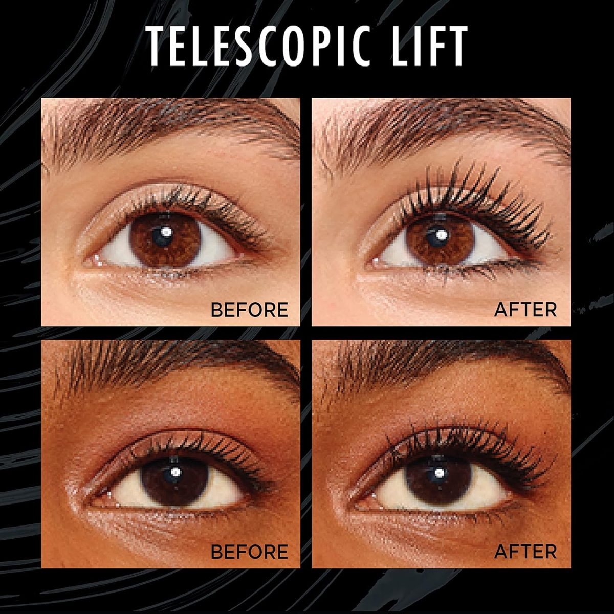 ⁦L’Oréal Paris Cosmetics Telescopic Lift Waterproof Mascara, Lengthening and Volumizing Eye Makeup, Lash Lift with Up to 36HR Wear, Black, 0.33 Fl Oz⁩ - الصورة ⁦2⁩