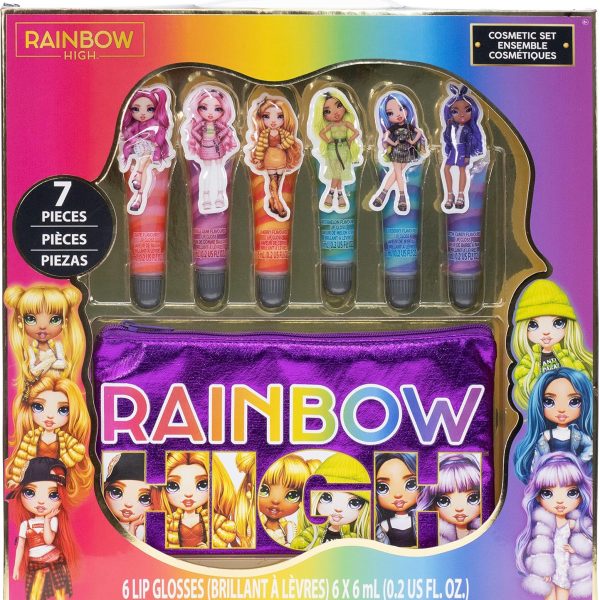 Townley Girl Rainbow High 6 Pack Lip Gloss Set with Bag Makeup