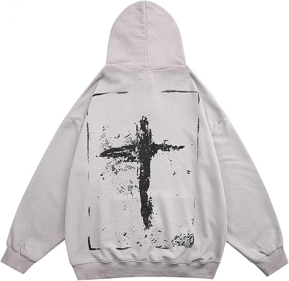 ⁦Ancoree Long Sleeve T-Shirt Hoodie Sweatshirt Washed Hooded Streetwear Harajuku Casual Cotton Oversized Top (Color : Black, Size : M)⁩ - الصورة ⁦2⁩