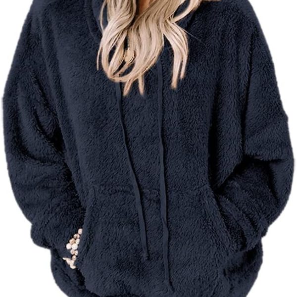 Ezbelle Women's Full Zip Up Hoodie Fall Jacket Oversized Casual Drawstring Hooded Sweatshirts with Pockets
