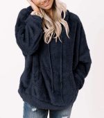 ⁦Ezbelle Women's Full Zip Up Hoodie Fall Jacket Oversized Casual Drawstring Hooded Sweatshirts with Pockets⁩ - الصورة ⁦2⁩