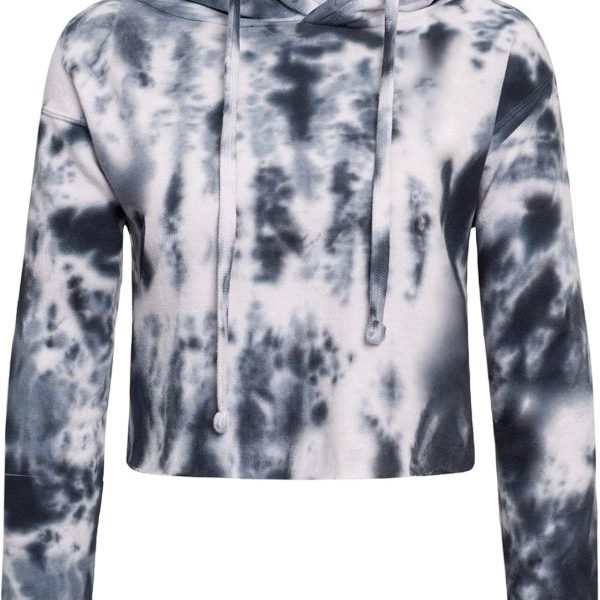 G-Style USA Women's Tie Dye Crop Top Hoodie Sweatshirt LH13118 - Cloud Gray - Medium
