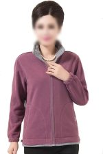 HOT BODY Flannel Jacket Autumn Sweatshirt Women Hoodies Casual Fleece Winter Jacket Hooded Loose Zip-up Coat Female Hoodies Women Tracksuits Outwear (Color : Purple, Size : L)