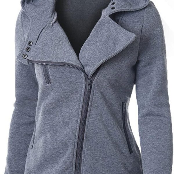 HOT BODY Flannel Jacket Color Autumn amp winter Women Hoodies Sweatshirts Zipper V Neck Long Sleeve Warm Female Hoodies Hoodie (Color : Gray, Size : XXL)