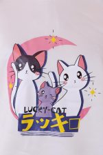 ⁦Kawaii-Story TS-372-1 Women's Hooded Sweatshirt Hoodie Pullover Pastel Goth Kawaii Cat Motif White⁩ - الصورة ⁦2⁩