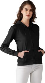 Miss Olive Women's Round Neck Full Sleeve Solid Hooded Sweatshirt
