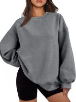 Mouniubull Womens Oversized Sweatshirts Hoodies Fleece Crewneck Sweaters Casual Tops Comfy Fall Fashion Outfits Winter Clothes 2024-A