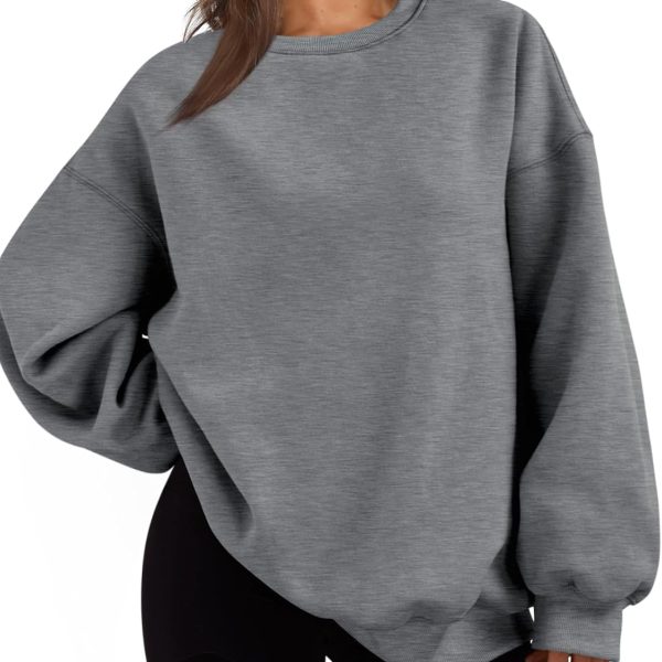 Mouniubull Womens Oversized Sweatshirts Hoodies Fleece Crewneck Sweaters Casual Tops Comfy Fall Fashion Outfits Winter Clothes 2024-A
