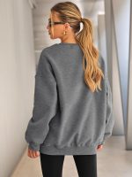 ⁦Mouniubull Womens Oversized Sweatshirts Hoodies Fleece Crewneck Sweaters Casual Tops Comfy Fall Fashion Outfits Winter Clothes 2024-A⁩ - الصورة ⁦2⁩