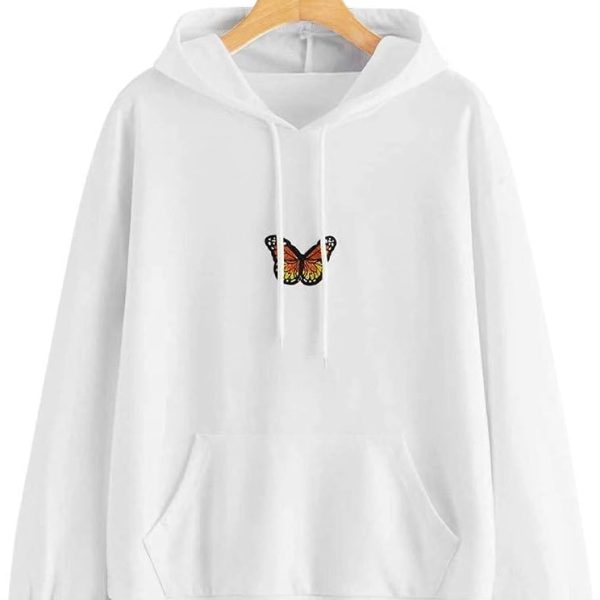 N&R Women Butterfly Sweatshirt Hoody Teen Girls Causal Long Sleeve Pocket Loose Pullover Hoodie Tunic Top Blouse Jumper MANIHOM
