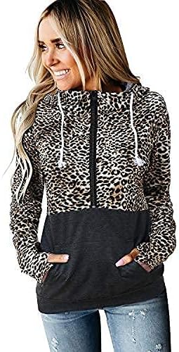 N&R Women's Half Zip Color Block Sweatshirt Hoodies Drawstring Pullover Tops with Pockets MANIHOM