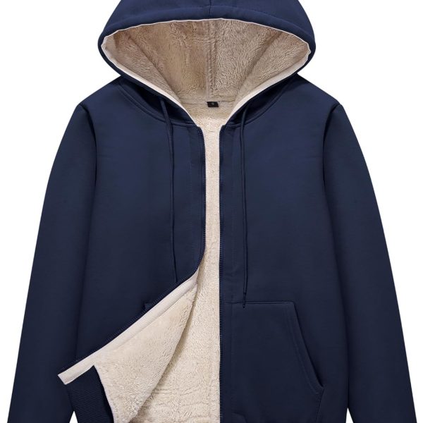 PEHMEA Women's Full Zip Fleece Hoodie Warm Sherpa Lined Sweatshirt Winter Jackets with Pockets