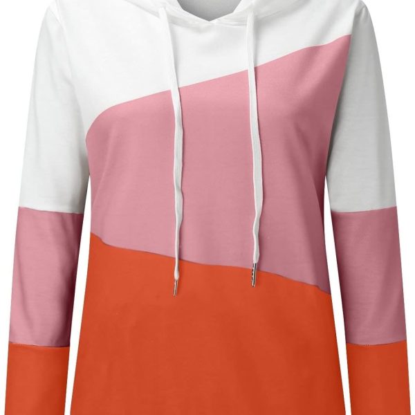 TOEE Women Sweatshirts Hoodie Sweatshirt Women Sports Long Sleeve Sweetshirts Patchwork Printed Basic Lightweight Pullovers (Color : Orange, Size : XX-Large)