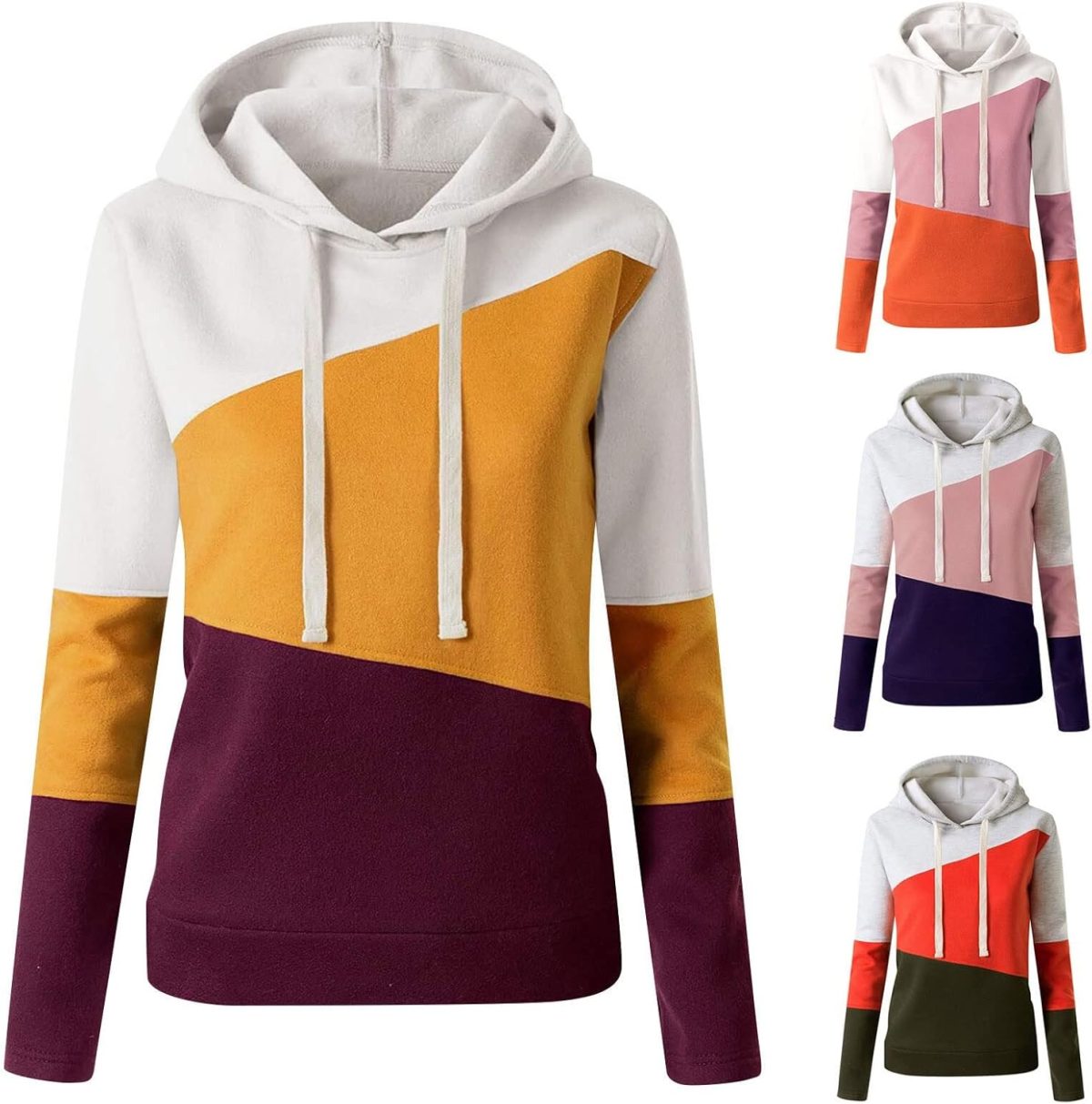 TOEE Women Sweatshirts Hoodie Sweatshirt Women Sports Long Sleeve Sweetshirts Patchwork Printed Basic Lightweight Pullovers Color Orange Size XX Large