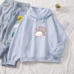 ⁦Women Kawaii Cartoon Cute Cat Graphic Casual Cotton Pullover Hoodies Sweatshirt⁩ - الصورة ⁦2⁩
