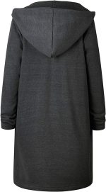 ⁦YQWHL Stretchable Comfortable Women Long Sleeve Hoodie Sweatshirts, Casual Loose Hooded Coat Zipper with 2 Front Pockets Plus Sizes Small to XXXXXL (UK 6YQWHL 22) (Dark Grey,L)⁩ - الصورة ⁦2⁩