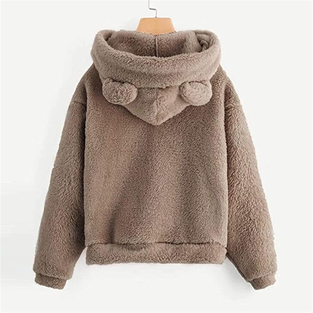 ⁦ZFLY Women Plush Teddy Bear Fleece Outwear Coat Hooded Cartoon Sweatshirt Hoodie Hooded Sweater With Ears (Color : Brown, Size : X-Large)⁩ - الصورة ⁦2⁩