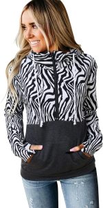 ZGMCGD Women's Half Zip Color Block Sweatshirt Hoodies Drawstring Pullover Tops with Pockets