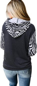 ⁦ZGMCGD Women's Half Zip Color Block Sweatshirt Hoodies Drawstring Pullover Tops with Pockets⁩ - الصورة ⁦2⁩