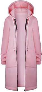 YQWHL Stretchable Comfortable Women Long Sleeve Hoodie Sweatshirts, Casual Loose Hooded Coat Zipper with 2 Front Pockets Plus Sizes Small to XXXXXL (UK 6YQWHL 22) (Pink,2XL)
