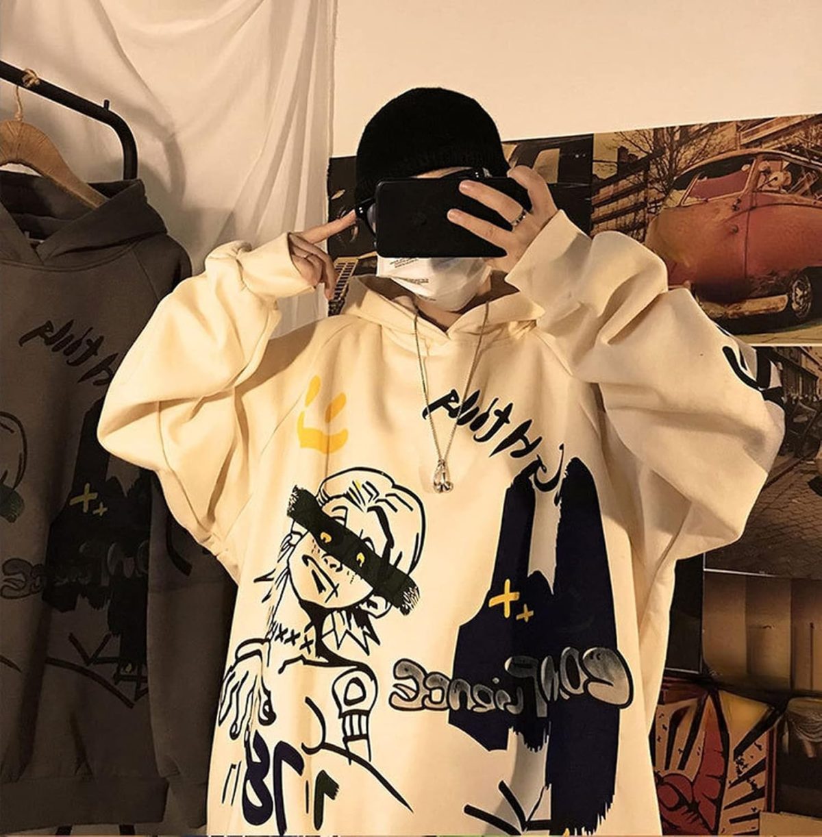 ⁦Men Women Y2K Hoodie Harajuku Anime Alt Grunge Emo Dark Academia Punk Weirdcore Alternative Gothic Top Grafitti E-boy⁩ - الصورة ⁦5⁩