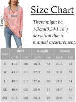 ⁦SEAUR Women's Striped Hoodies Long Sleeve Colour Block Sweatshirts Button Pullover Hooded Sweatshirts⁩ - الصورة ⁦6⁩