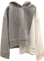 SKYWOK Women's Hoodies Patchwork Hit Color Women's Sweatshirt Hooded Long Sleeve Plus Size Asymmetric Sweatshirts Female Clothes Fashion (Size : L(Asian Size))