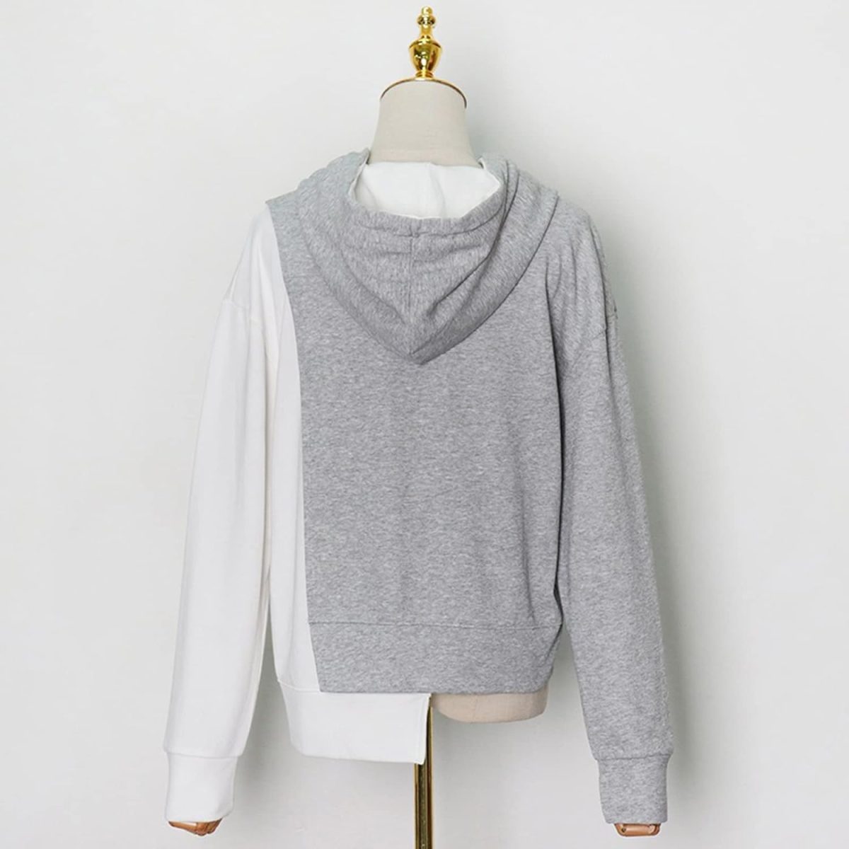 ⁦SKYWOK Women's Hoodies Patchwork Hit Color Women's Sweatshirt Hooded Long Sleeve Plus Size Asymmetric Sweatshirts Female Clothes Fashion (Size : L(Asian Size))⁩ - الصورة ⁦4⁩