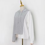 ⁦SKYWOK Women's Hoodies Patchwork Hit Color Women's Sweatshirt Hooded Long Sleeve Plus Size Asymmetric Sweatshirts Female Clothes Fashion (Size : L(Asian Size))⁩ - الصورة ⁦6⁩