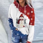 ⁦ZONEEAKO Merry Christmas Hoodie for Women,Casual Christmas Holiday Long Sleeve Sweatshirts with Snowman/Elk 2D Print Pullover Tops with Pocket,S-2XL (Color : Green, Size : L)⁩ - الصورة ⁦2⁩