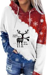 ZONEEAKO Merry Christmas Hoodie for Women,Casual Christmas Holiday Long Sleeve Sweatshirts with Snowman/Elk 2D Print Pullover Tops with Pocket,S-2XL (Color : Black, Size : L)