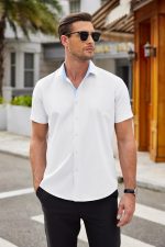 ⁦COOFANDY Men's Wrinkle Free Business Dress Shirts Short Sleeve Button Down Shirts⁩ - الصورة ⁦4⁩