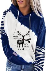 ZONEEAKO Merry Christmas Hoodie for Women,Casual Christmas Holiday Long Sleeve Sweatshirts with Snowman/Elk 2D Print Pullover Tops with Pocket,S-2XL (Color : Black, Size : XXL)