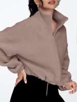 ⁦AUTOMET Womens Fleece Jackets Zip Up Oversized Sweatshirts Winter Clothes Long Sleeve Crop Sherpa Fall Outfits Fashion⁩ - الصورة ⁦3⁩