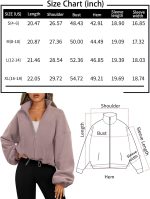 ⁦AUTOMET Womens Fleece Jackets Zip Up Oversized Sweatshirts Winter Clothes Long Sleeve Crop Sherpa Fall Outfits Fashion⁩ - الصورة ⁦6⁩