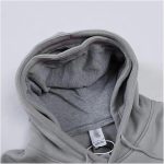 ⁦Double Hooded Athletic Hoodies Fake 2 Hat Pieces Letter Embroidery Sweatshirt Grey with Pockets Casual Oversize Jumpers Coat⁩ - الصورة ⁦3⁩