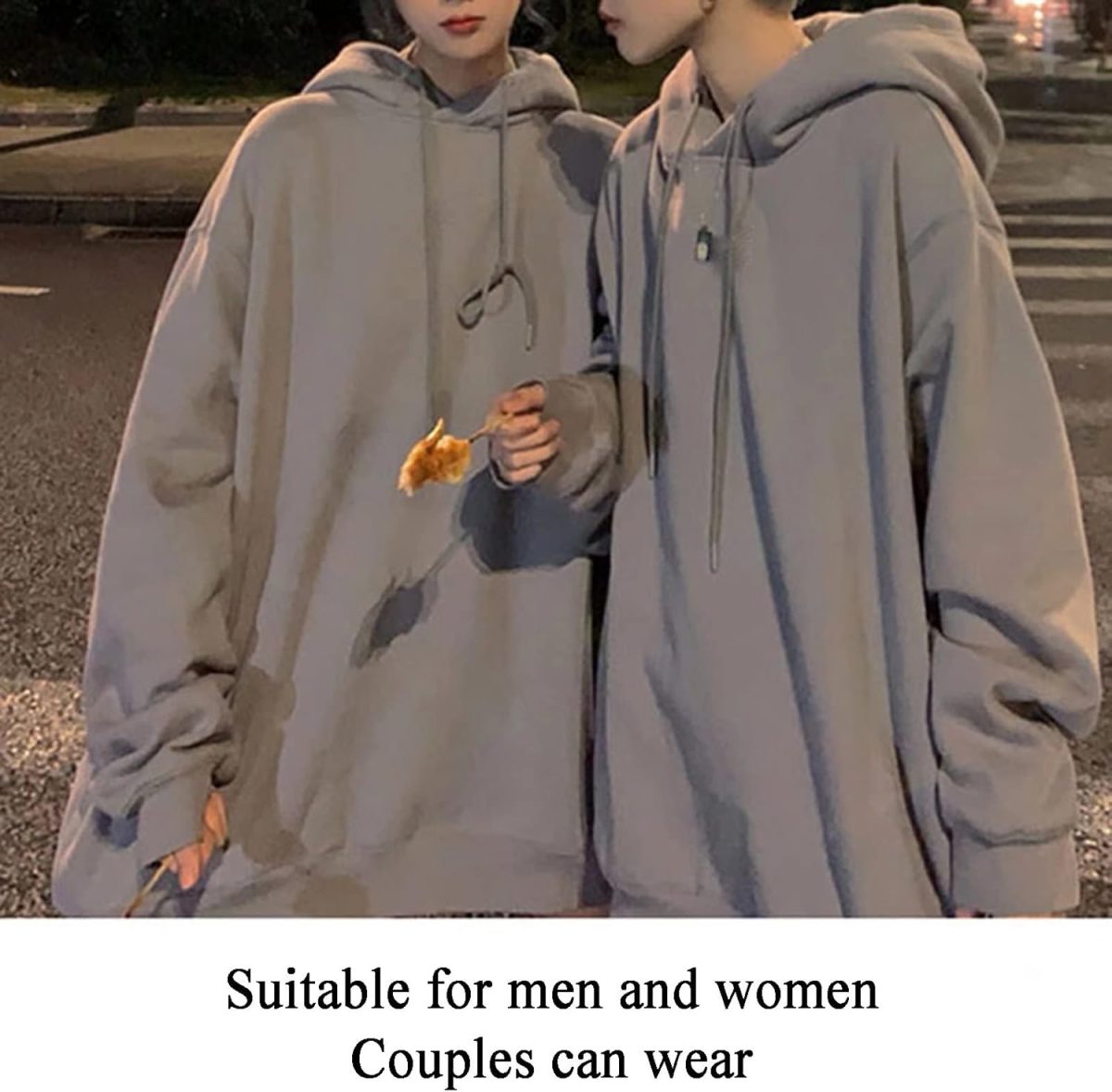 ⁦Double Hooded Athletic Hoodies Fake 2 Hat Pieces Letter Embroidery Sweatshirt Grey with Pockets Casual Oversize Jumpers Coat⁩ - الصورة ⁦5⁩