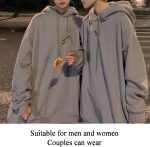 ⁦Double Hooded Athletic Hoodies Fake 2 Hat Pieces Letter Embroidery Sweatshirt Grey with Pockets Casual Oversize Jumpers Coat⁩ - الصورة ⁦5⁩