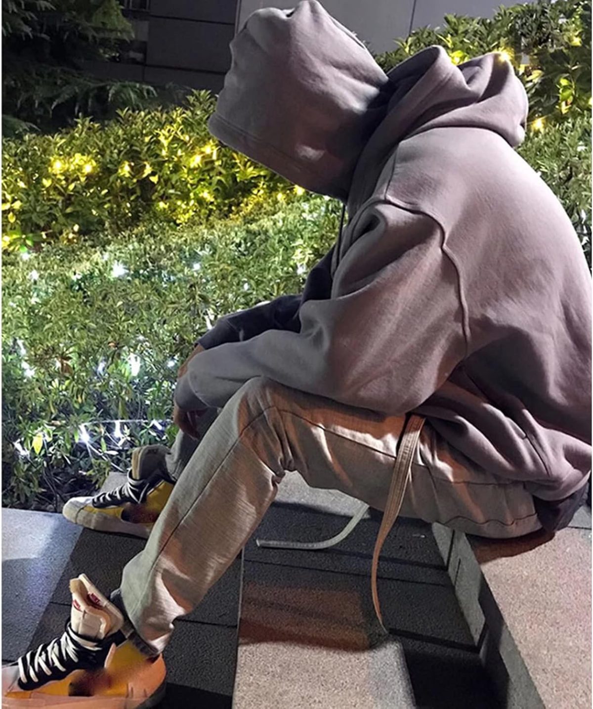 ⁦Double Hooded Athletic Hoodies Fake 2 Hat Pieces Letter Embroidery Sweatshirt Grey with Pockets Casual Oversize Jumpers Coat⁩ - الصورة ⁦6⁩