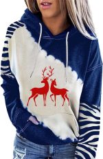 ZONEEAKO Merry Christmas Hoodie for Women,Casual Christmas Holiday Long Sleeve Sweatshirts with Snowman/Elk 2D Print Pullover Tops with Pocket,S-2XL (Color : Black-c, Size : S)