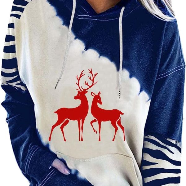ZONEEAKO Merry Christmas Hoodie for Women,Casual Christmas Holiday Long Sleeve Sweatshirts with Snowman/Elk 2D Print Pullover Tops with Pocket,S-2XL (Color : Black-c, Size : S)