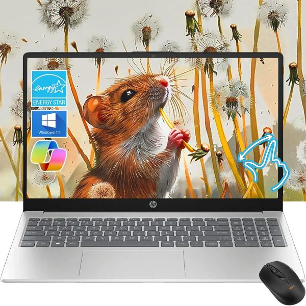 HP Pavilion 15.6" HD Touchscreen Laptop | 8GB RAM | 256GB SSD | Intel Core i3-1215U up to 4.1GHz | 11Hr Battery | Windows 11 | USB-C & HDMI | Sleek Silver | w/Mouse (8GB RAM | 256GB SSD)