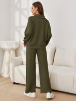 ⁦Glamaker Womens 2 Piece Outfits Sweatsuit Set Oversized Half Zip Sweatshirt Wide Leg Sweatpants Lounge Set Tracksuit⁩ - الصورة ⁦4⁩