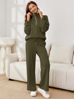 ⁦Glamaker Womens 2 Piece Outfits Sweatsuit Set Oversized Half Zip Sweatshirt Wide Leg Sweatpants Lounge Set Tracksuit⁩ - الصورة ⁦5⁩