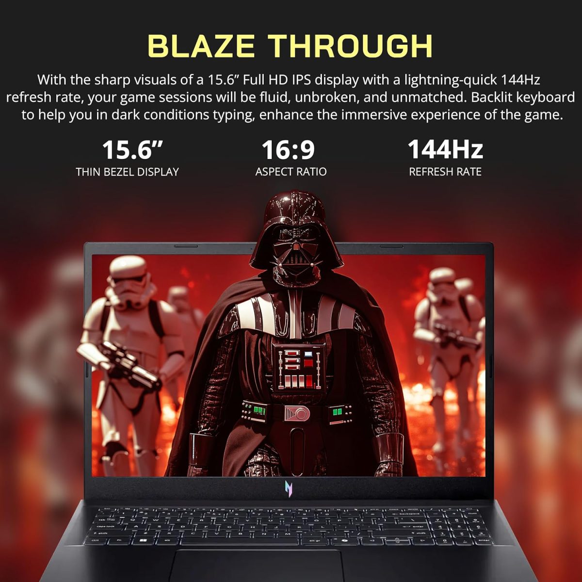 ⁦acer Nitro 15.6" FHD IPS 144Hz Gaming Laptop, Intel i7-13620H, 16GB DDR5, 512GB SSD, NVIDIA GeForce RTX 4060, Keyboard Backlight, Wi-Fi 6, HD Webcam, Windows 11 Home, Black, 256GB Docking Station Set⁩ - الصورة ⁦4⁩