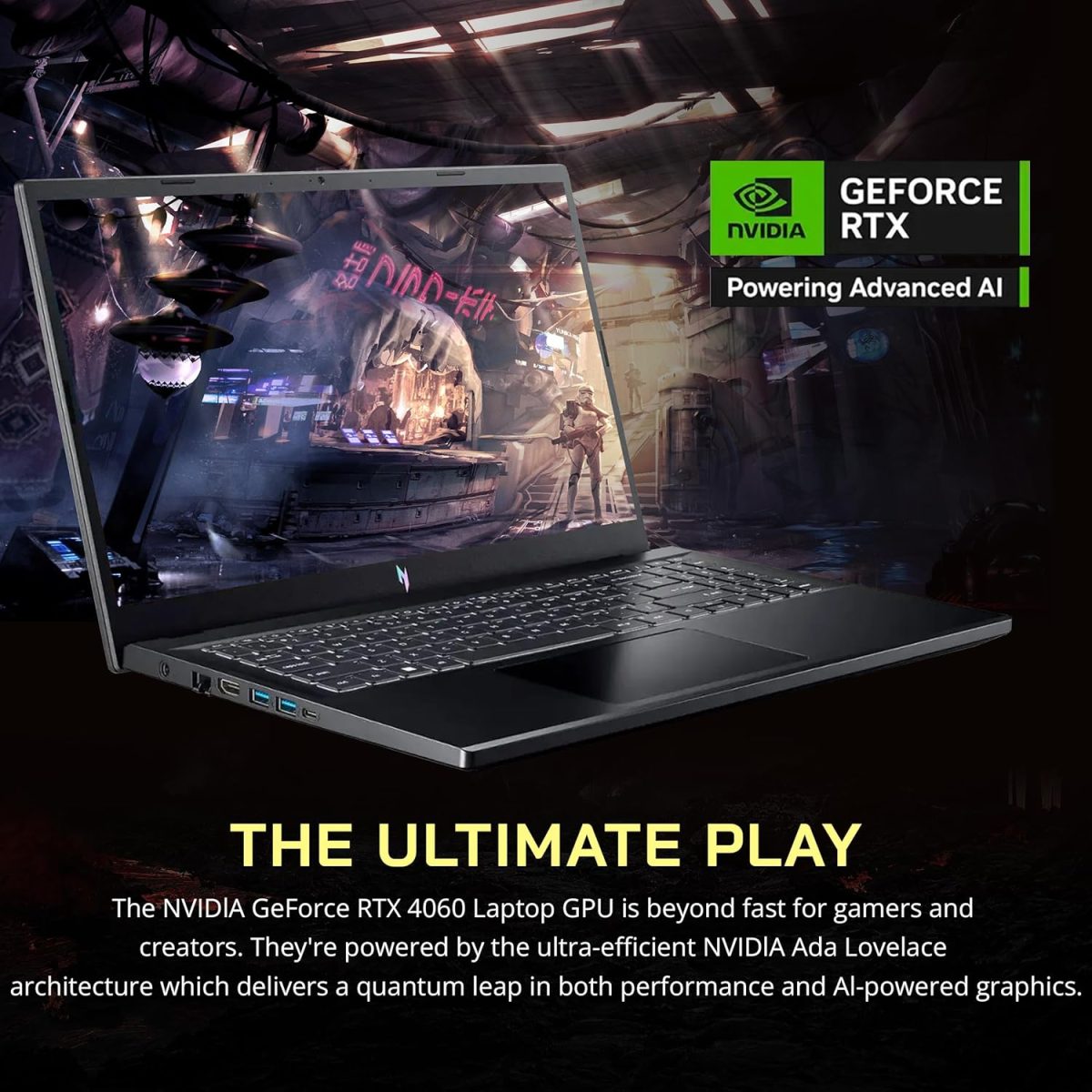 ⁦acer Nitro 15.6" FHD IPS 144Hz Gaming Laptop, Intel i7-13620H, 16GB DDR5, 512GB SSD, NVIDIA GeForce RTX 4060, Keyboard Backlight, Wi-Fi 6, HD Webcam, Windows 11 Home, Black, 256GB Docking Station Set⁩ - الصورة ⁦5⁩