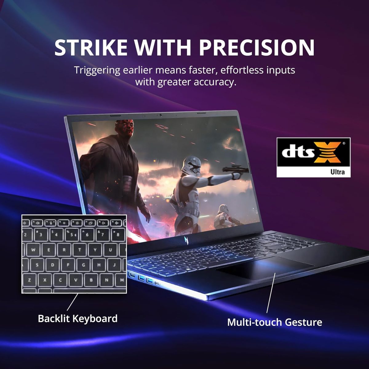 ⁦acer Nitro 15.6" FHD IPS 144Hz Gaming Laptop, Intel i7-13620H, 16GB DDR5, 512GB SSD, NVIDIA GeForce RTX 4060, Keyboard Backlight, Wi-Fi 6, HD Webcam, Windows 11 Home, Black, 256GB Docking Station Set⁩ - الصورة ⁦6⁩