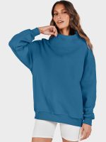 ⁦ANRABESS Womens Oversized Sweatshirts Turtleneck Pullover Long Sleeve Hoodies Tops 2024 Fall Fashion Outfits Clothes Blue-S⁩ - الصورة ⁦3⁩